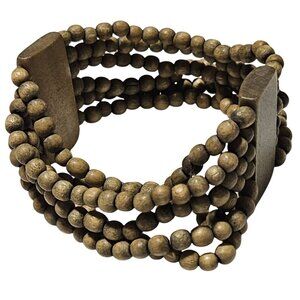 Boho Wooden Beaded Stretch Bracelet Multi-Strand Design Fashion Jewelry Women
